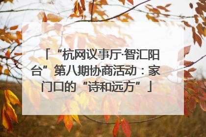 “杭网议事厅·智汇阳台”第八期协商活动：家门口的“诗和远方”