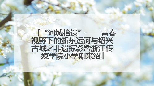 “河城拾遗”——青春视野下的浙东运河与绍兴古城之非遗掠影暨浙江传媒学院小学期来绍