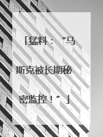 猛料：“马斯克被长期秘密监控！”