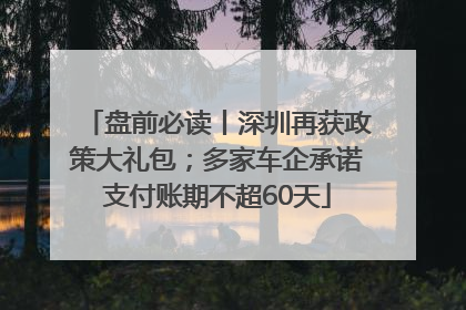 盘前必读丨深圳再获政策大礼包；多家车企承诺支付账期不超60天