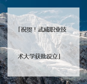 祝贺！武威职业技术大学获批设立