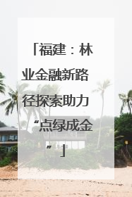 福建：林业金融新路径探索助力“点绿成金”
