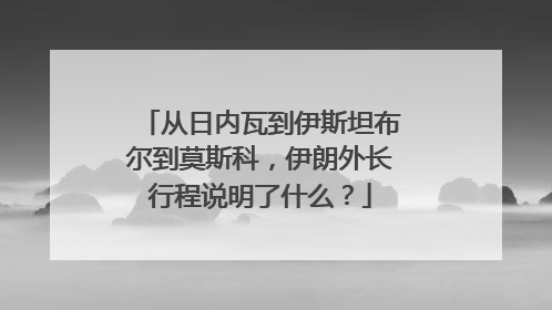 从日内瓦到伊斯坦布尔到莫斯科，伊朗外长行程说明了什么？