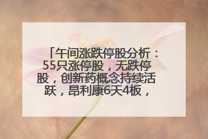 午间涨跌停股分析：55只涨停股，无跌停股，创新药概念持续活跃，昂利康6天4板，众生药业2连板