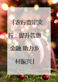 农行贵定支行：提升普惠金融 助力乡村振兴