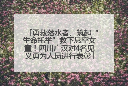 勇救落水者、筑起“生命托举”救下悬空女童！四川广汉对4名见义勇为人员进行表彰