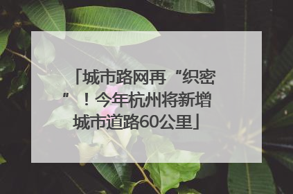 城市路网再“织密”！今年杭州将新增城市道路60公里