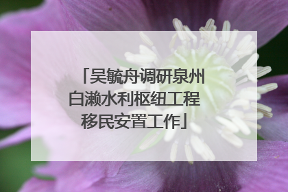 吴毓舟调研泉州白濑水利枢纽工程移民安置工作