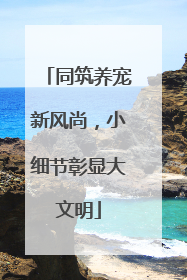 同筑养宠新风尚，小细节彰显大文明