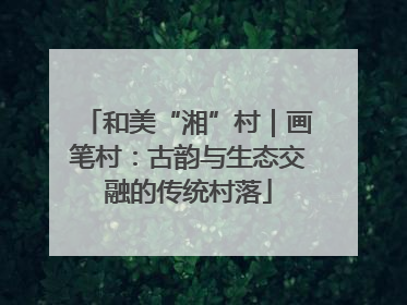 和美“湘”村｜画笔村：古韵与生态交融的传统村落