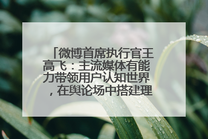 微博首席执行官王高飞：主流媒体有能力带领用户认知世界，在舆论场中搭建理性的讨论空间