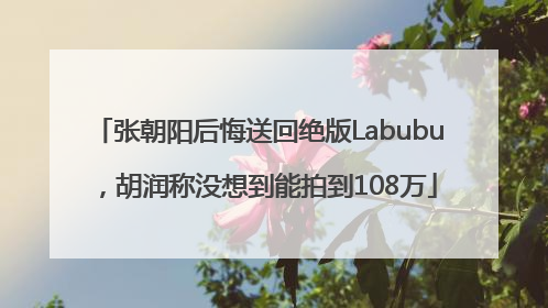 张朝阳后悔送回绝版Labubu，胡润称没想到能拍到108万