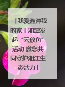 我爱湘潭我的家丨湘潭发起“云放鱼”活动 邀您共同守护湘江生态活力