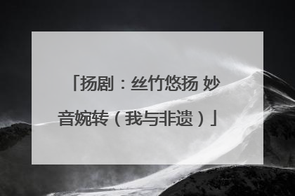扬剧：丝竹悠扬 妙音婉转（我与非遗）