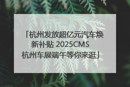 杭州发放超亿元汽车焕新补贴 2025CMS杭州车展端午等你来逛