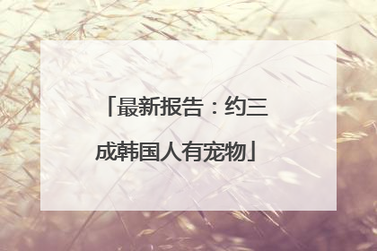 最新报告：约三成韩国人有宠物