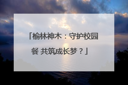 榆林神木：守护校园餐 共筑成长梦？