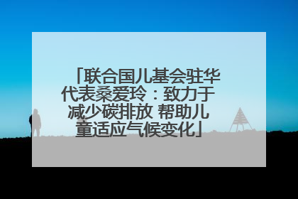 联合国儿基会驻华代表桑爱玲：致力于减少碳排放 帮助儿童适应气候变化