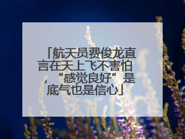 航天员费俊龙直言在天上飞不害怕，“感觉良好”是底气也是信心