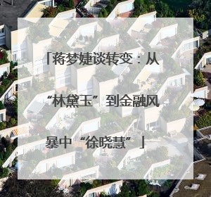 蒋梦婕谈转变：从“林黛玉”到金融风暴中“徐晓慧”