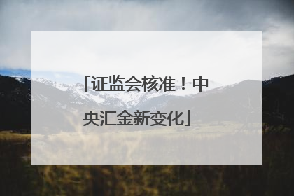 证监会核准！中央汇金新变化