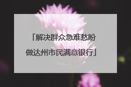 解决群众急难愁盼 做达州市民满意银行