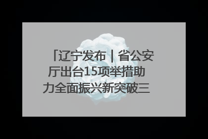 辽宁发布｜省公安厅出台15项举措助力全面振兴新突破三年行动决胜之战