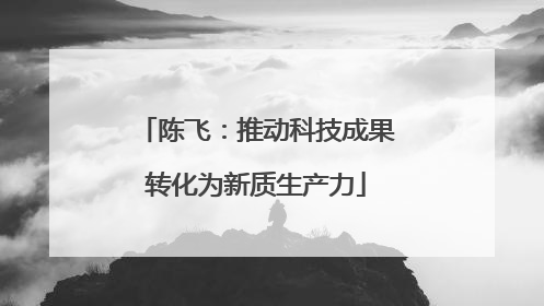 陈飞：推动科技成果转化为新质生产力