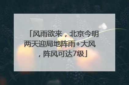 风雨欲来，北京今明两天迎局地阵雨+大风，阵风可达7级