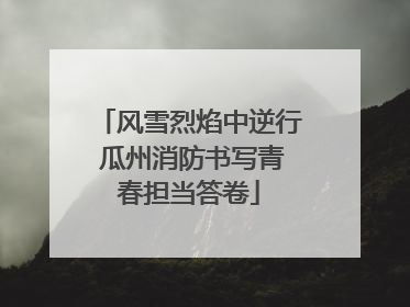 风雪烈焰中逆行 瓜州消防书写青春担当答卷