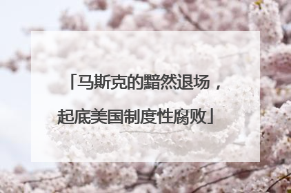 马斯克的黯然退场，起底美国制度性腐败